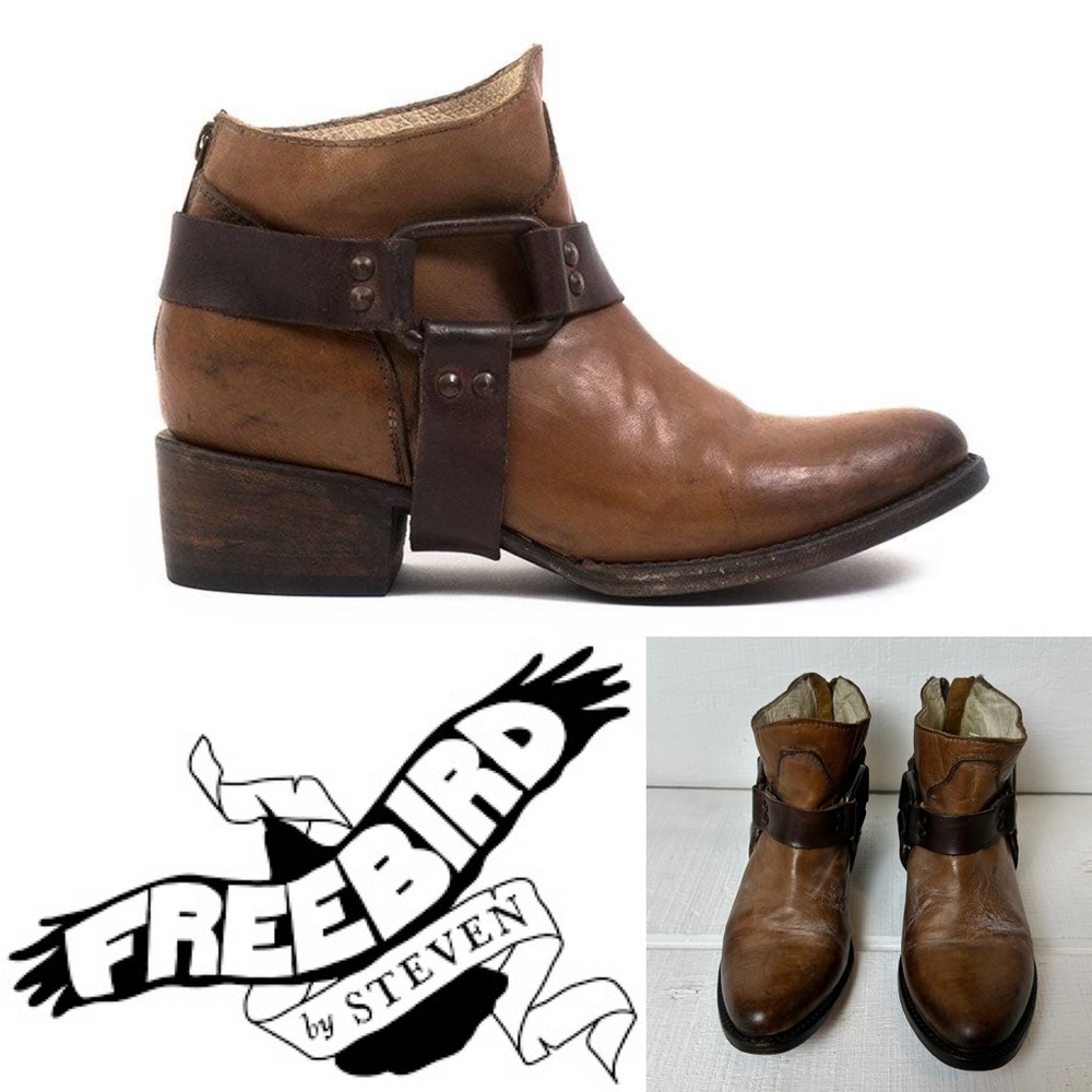 Freebird by Steven Phlow Ankle Boot Sz 7 Brown Western Booties Leather - Picture 1 of 11